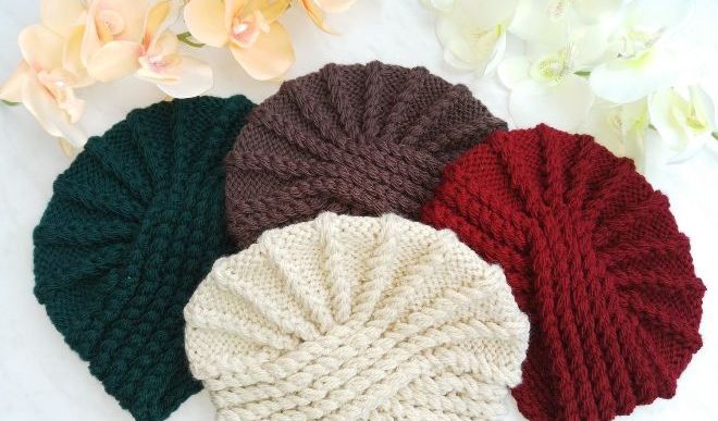 Вязаная шапка-чалма: разновидности и способы вязания