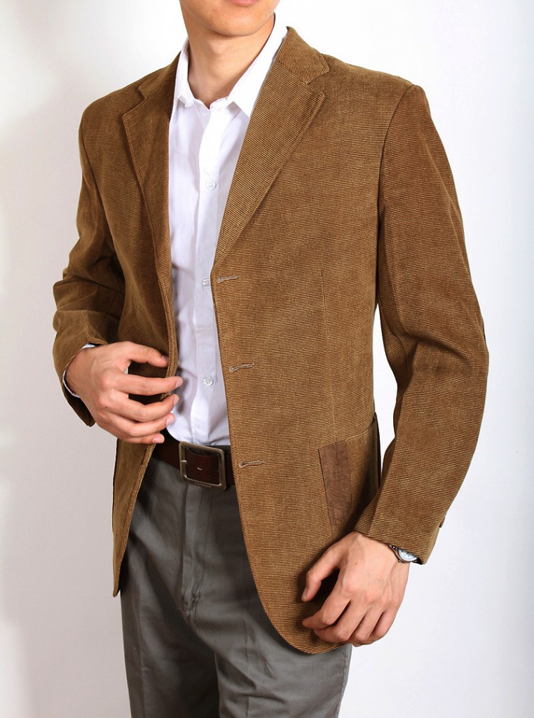Коричневый вельветовый мужской пиджак