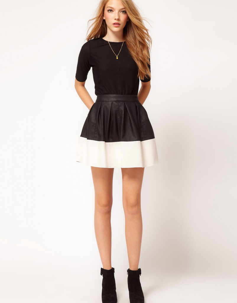 Черно-белая юбка в романтическом стиле
