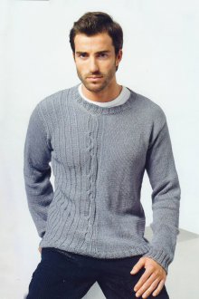 Серый оригинальный вязаный пуловер