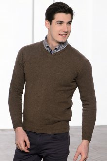 Коричневый синтетический мужской пуловер