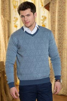 Сине-белый мужской пуловер с рубашкой