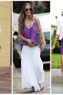 Сочетание белого и фиолетового в одежде