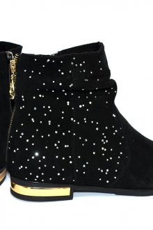 Черно-золотые женские замшевые ботинки