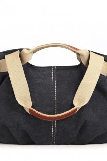 Черно-бежевая джинсовая сумка