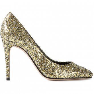 Блестящие туфли под золото