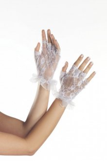 Белые короткие кружевные перчатки без пальцев