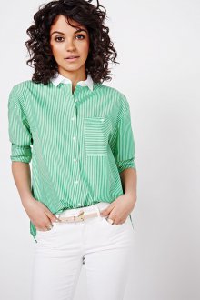 Зеленая блузка в полоску
