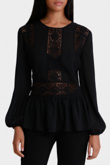 Черная блузка с баской