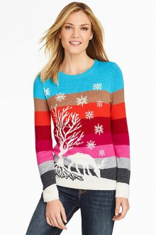 Полосатый свитер с оленями