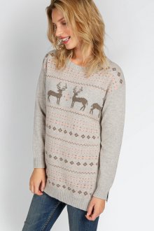 Удлиненный свитер с оленями