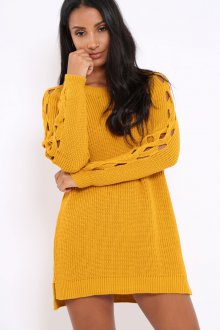 Платье вязаное желтое