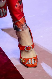 Туфли 2023 красные с принтом