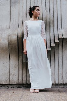 Кружевное свадебное платье прямое
