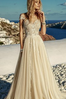 Свадебное платье айвори с кружевным лифом