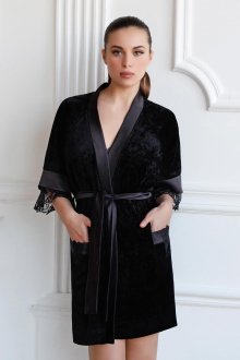 Модный домашний черный халат