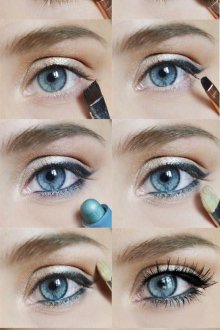Фото урок дневного макияжа для голубых глаз