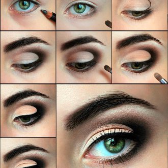 Фото урок вечернего макияжа для ярко-зеленых глаз