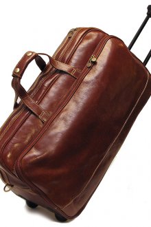 Мужская коричневая кожаная дорожная сумка