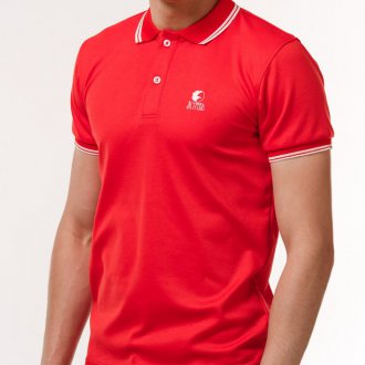 Красная мужская футболка с воротником