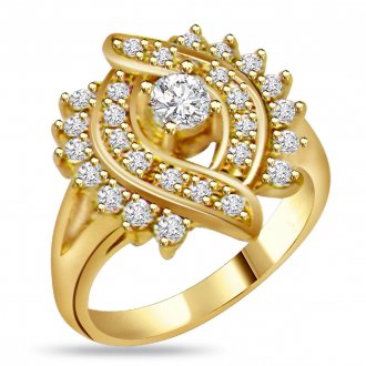 Необычное золотое кольцо с россыпью бриллиантов