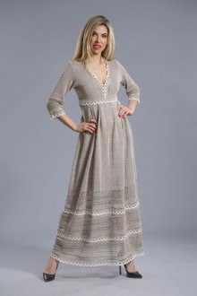 Льняное платье-сарафан с кружевами