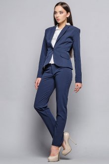 Летний синий деловой женский костюм