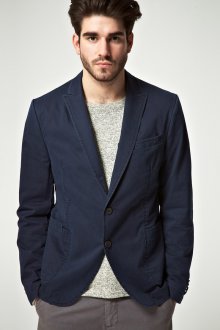 Синий спортивный мужской пиджак из плотной ткани