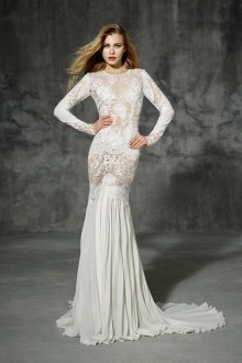 Полупрозрачное длинное винтажное свадебное платье